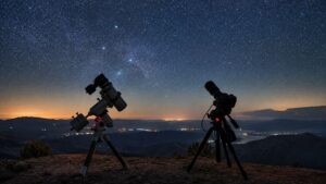 Two observing setups under a dark sky for telescope comparison